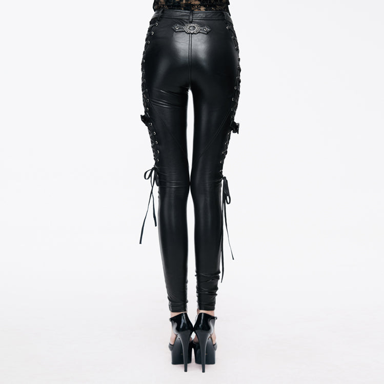 ENA PELLY STRETCH LEATHER PANTS IN BLACK WITH GUNMETAL – Loca Bella