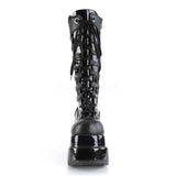 Tiered Platform Lace-Up Knee High Boot 4 1/2", Inside Zip