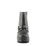 Platform Wedge Lace Up Ankle High Boot with Spike Stud 5"