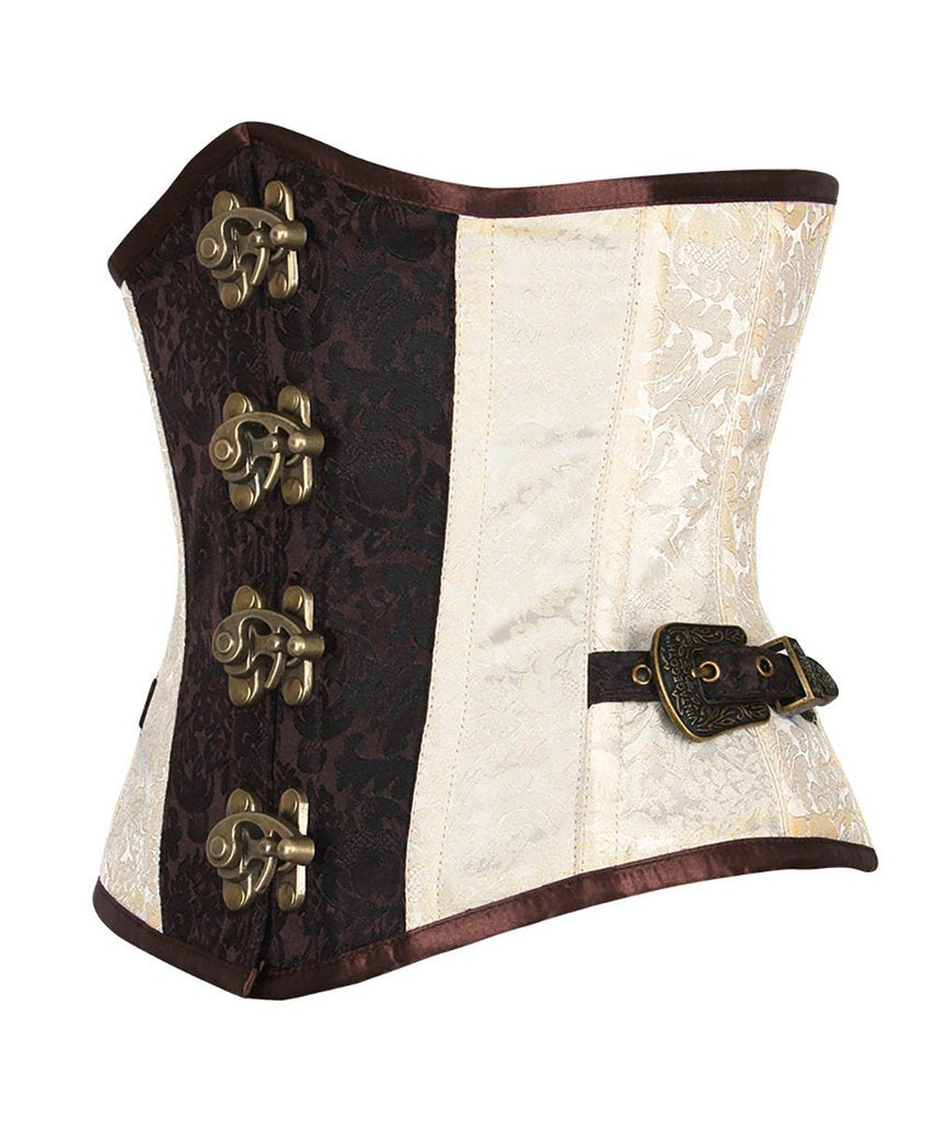  Authentic Steel Boned Corset Brown Faux Leather Zipper N  Leather's Belts Steampunk Waist Trainer Overbust Corset Costume (3X-Small):  Clothing, Shoes & Jewelry