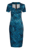 Serena Blue Leopard Print Dress
