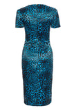 Serena Blue Leopard Print Dress