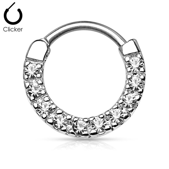 Cz Paved Round Top 316l Surgical Steel Septum Clicker Rings