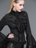 Gothic Ruffled Top With Trumpet Sleeves