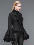 Gothic Ruffled Top With Trumpet Sleeves