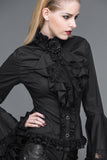 Gothic Ruffled Top With Trumpet Sleeves