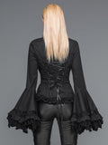 Gothic Ruffled Top With Trumpet Sleeves