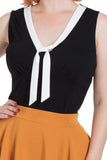Nellie Top With Contrast Tie Accent