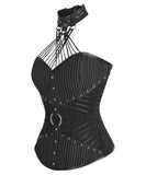 Pinstripe Overbust Corsets with Attached Neck Gear