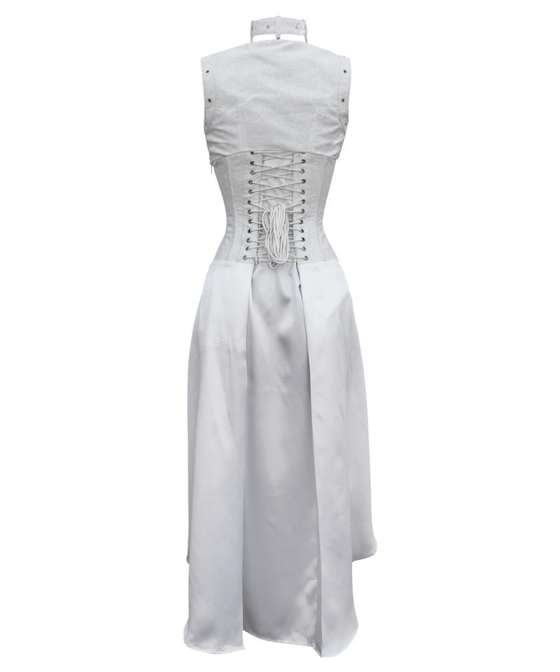 White Victorian Overbust Corset steel bone Dress – Trivium
