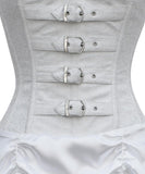White Victorian Overbust Corset steel bone Dress