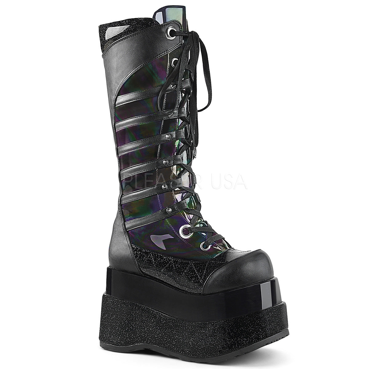 Platform Wedge Lace Up Ankle High Boot with Spike Stud 5 – Trivium