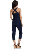 Connie Fitted Capri Overalls Denim Pants