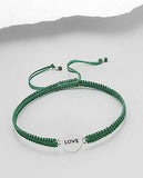 Love 925 Sterling Silver Bracelet With Woven Polyester