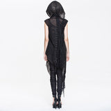 Gothic Sleeveless Top With Hood