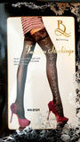 Sheer Opaque Thigh Highs Silicone Lace Top Stocking