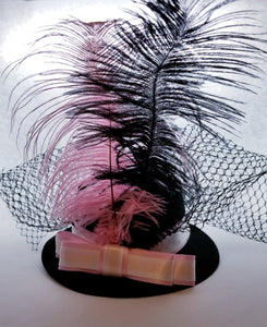 Barrette Mini Hat With Feather And Mesh