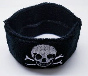 Black Embroidered Skull Headband