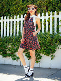 Fruit Printed Dress With Mock Neck, Keyhole and Bow