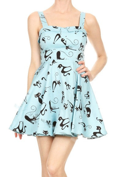 Ixia Blue With Black Cat Dress