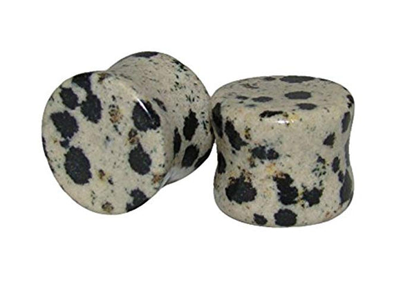 Dalmatian Jasper Spotted Stone Plugs (Pair)