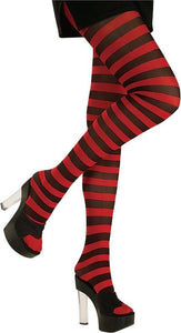 Women's Red/Black Striped Pantyhose