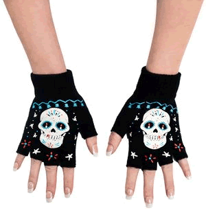 Fingerless Gloves Sugar Skull