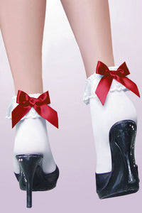 Ankle Socks With Ruffle Red Bow