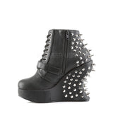 Platform Wedge Lace Up Ankle High Boot with Spike Stud 5"