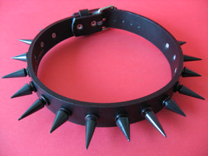 Leather Choker with Black Cone Spikes