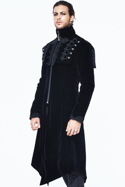 BLACK VINTAGE VELVET GOTHIC LONG COAT – Trivium