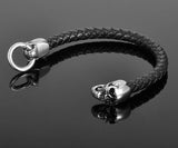 Stainless Steel Skulls/ Pu Leather Braided  Bracelet