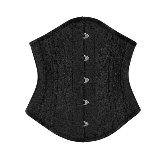 Black jacquard underbust longline corset BLACK PEACOCK