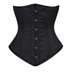 Plain satin black corset with silver snaps in size small to 9XL by baci