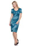 Serena Blue Leopard Print Dress