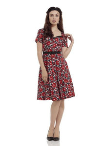 Poppy Red Floral Skater Dress