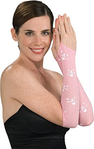 Women's Sexy Pink and White Skull Cross Bones Fingerless Arm Warmer Gloves