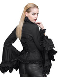 Gothic Ruffled Top With Trumpet Sleeves