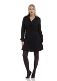 Susan Black Trench Coat With Lace Overlay