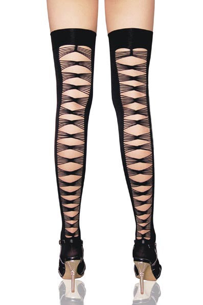 Lace Black Over Knee Thigh High Stockings