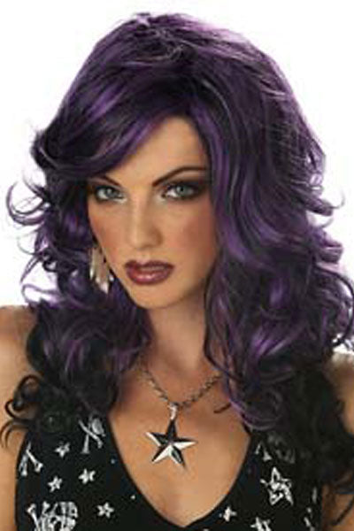 Purple Long Streaked Wig