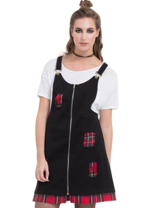 Ripped Tartan Insert Pnafore Dress