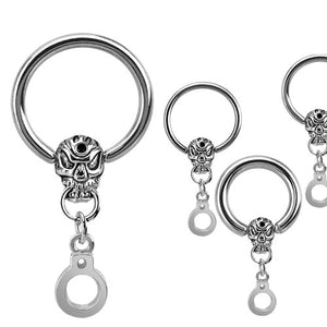 Skull and Handcuff Dangle Cbr Ring 316l Surgical Stainless Steel