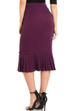 Violetta Pleated Hem Pencil Skirt-Purple