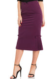 Violetta Pleated Hem Pencil Skirt-Purple