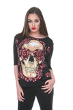 Ample Skull and Roses W Top