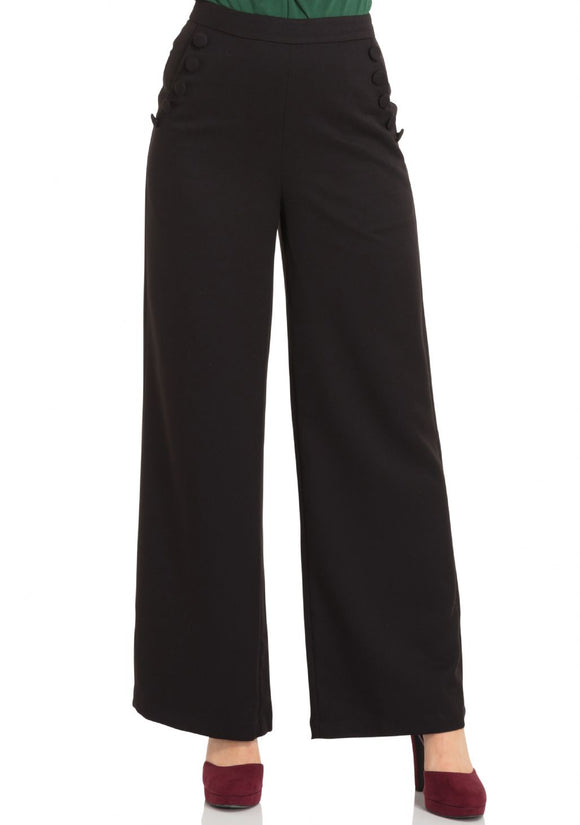 Roma Black 40'S Style Trousers