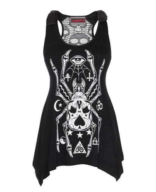 T-Shirt Spider Skull Bow Vest Lace