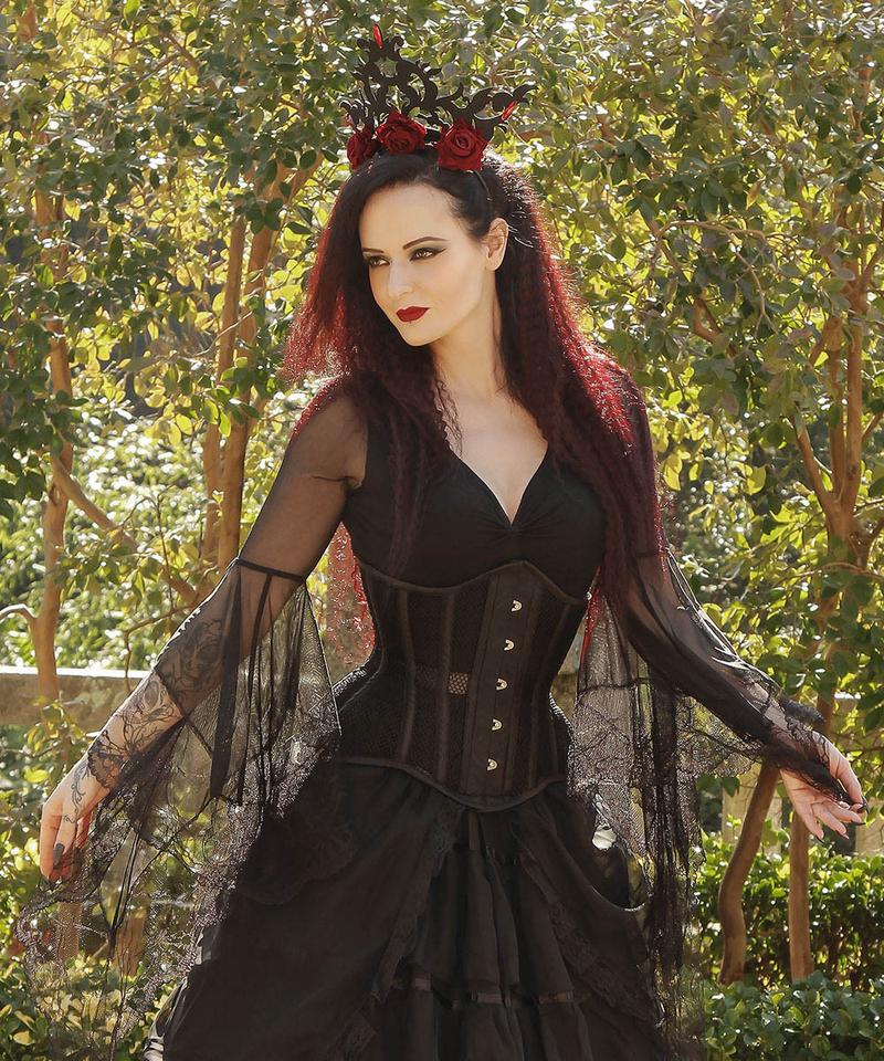 Black and Red Gothic Dress With Corset -  Canada