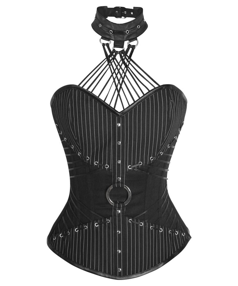 Pinstripe Overbust Corsets with Attached Neck Gear – Trivium